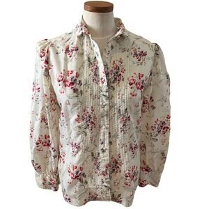 Vintage 70s Panther accordion pleated blouse red floral print